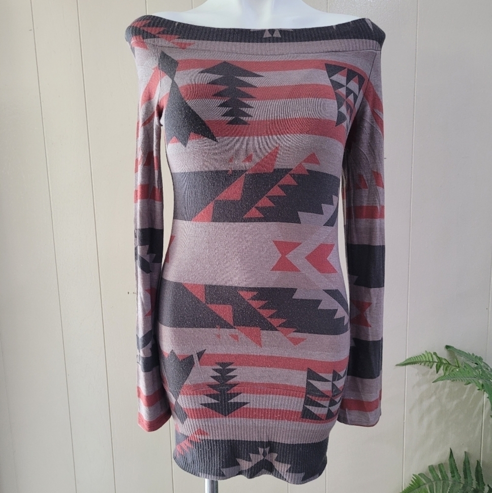 Enti Glamour Aztec Off The Shoulder Sweater Sz S